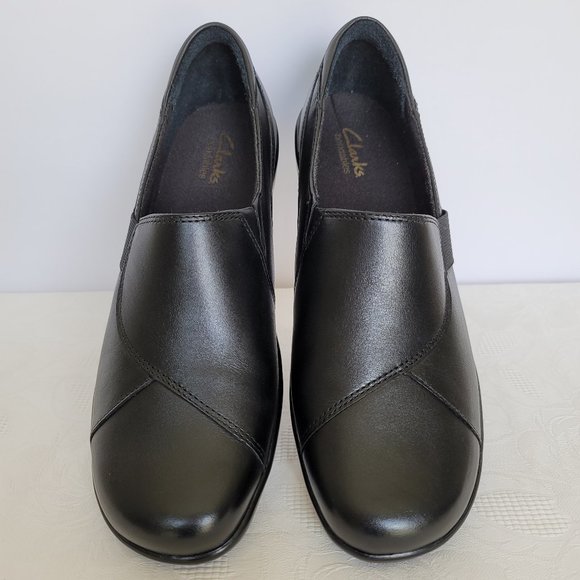 CLARKS Bendables May Moonl Leather Slip-On Shoes- Black color- Women's Size 9M - Picture 5 of 15